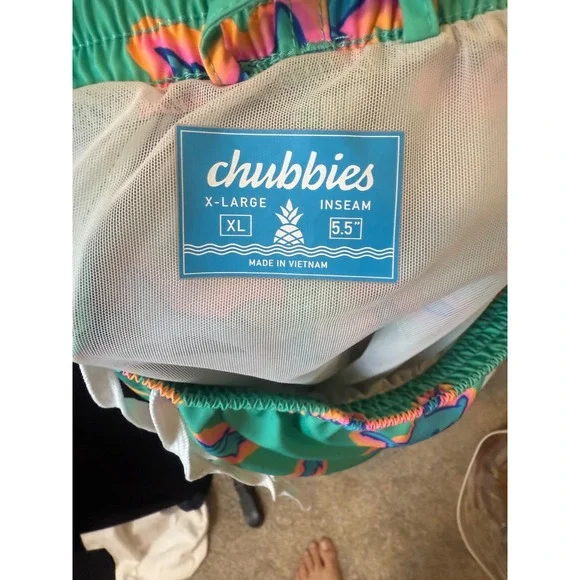 Chubbies XL Swim Trunks Shark Print Drawstring Elastic Waist Shorts See Pics - Picture 4 of 4